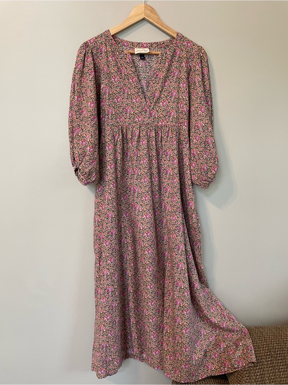 Universal Thread Floral Puff Sleeve Midi Dress Medium Cottagecore